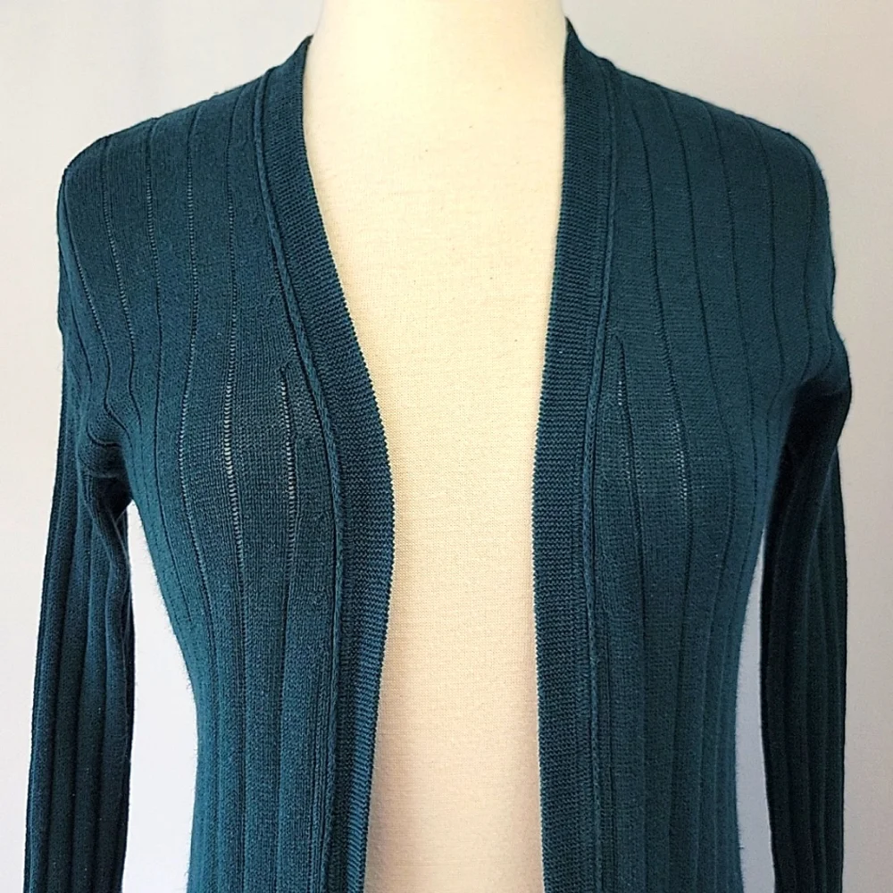 Free People Ribby Rib Open Cardigan Dark Teal Size Small